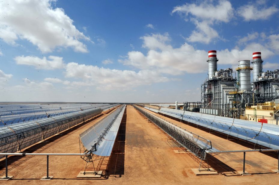 A view of the panels of the solar power station of Ain Beni Mathar near Oujda in Morocco. The country wants to produce 2,000 MW of solar energy by 2020.