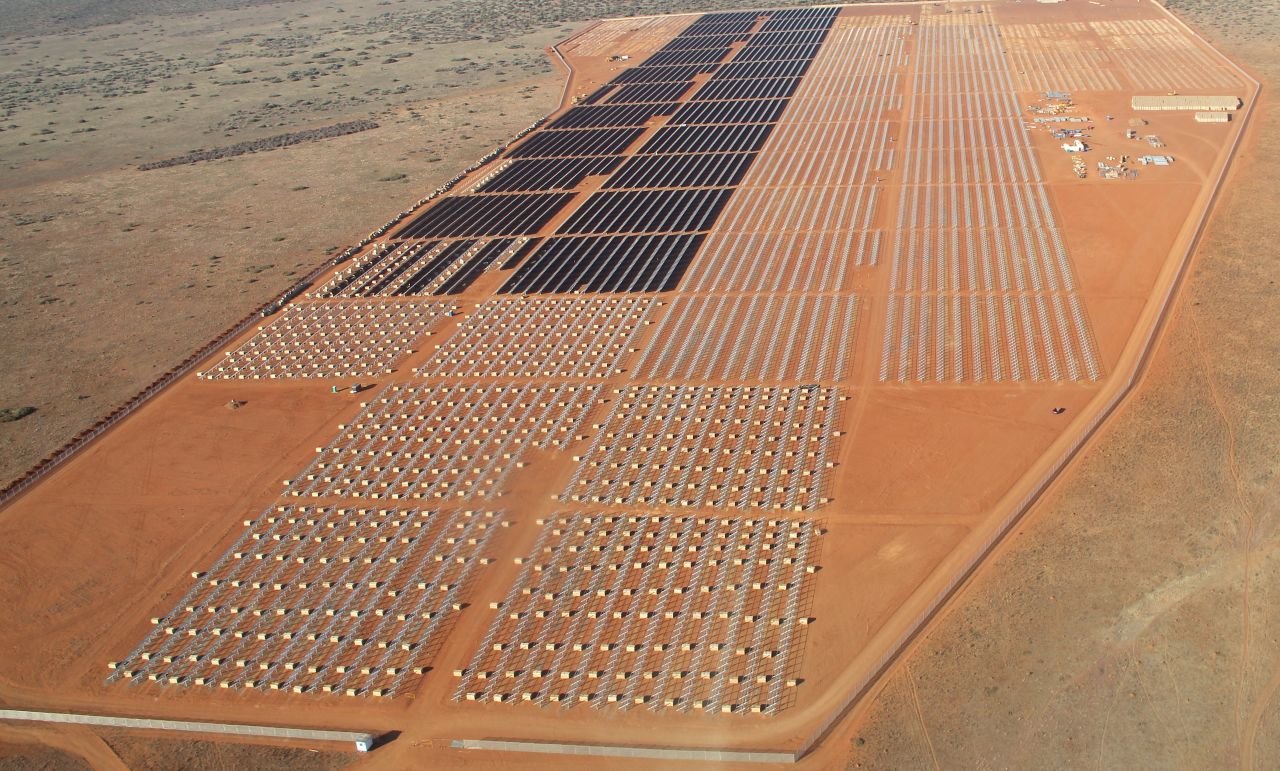 In a much larger project, renewable energy firm SolarReserve has 238 megawatts (MW) of solar projects in construction in South Africa, including the Jasper Power Project, which has Google as an investor. Pictured here, the company's 75 MW Lesedi project near Kimberly. 