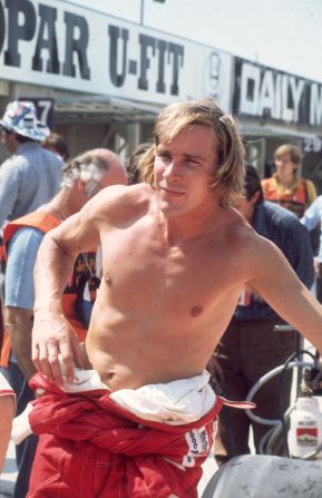 McLaren driver Hunt poses before the 1976 British Grand Prix at Brands Hatch. The Briton, who died of a heart attack in 1993 aged 45, was one of F1's great characters. He earned the nickname "Hunt the Shunt" for his habit of crashing into fellow competitors.      