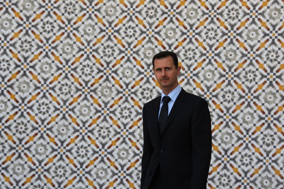 Al-Assad is seen at the Al-Shaab Palace in Damascus on June 24, 2009
