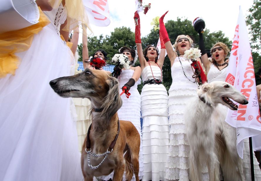 Belorussian brides take part in an annual Bride Parade in central Minsk.