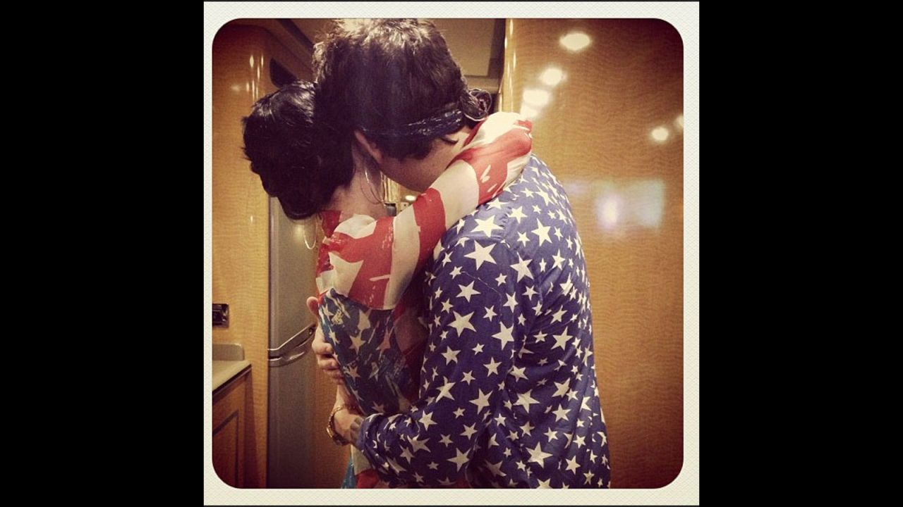 Katy Perry's relationship with John Mayer has had its much-publicized <a href="http://marquee.blogs.cnn.com/2013/03/20/katy-perry-john-mayer-split-up-again/">bumps in the road</a>, but around the July Fourth holiday she shared this photo that hinted at reconciliation. Their romance was very clearly back on later in the summer when Mayer <a href="http://marquee.blogs.cnn.com/2013/07/08/john-mayer-dedicates-song-to-patient-katy-perry/">dedicated a song to Perry</a>, and then released a <a href="http://marquee.blogs.cnn.com/2013/08/13/john-mayer-katy-perry-release-a-love-ly-duet/">lovey-dovey</a> single with her as the featured guest artist.