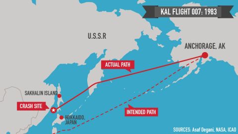 Map: KAL 007's route to disaster