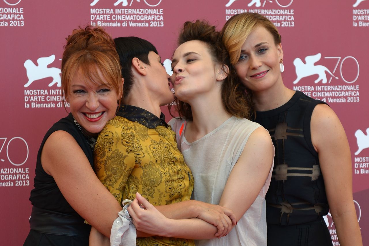 From left, actresses Nicoletta Maragno, Roberta Da Soller, Maria Roveran and Lucia Mascino pose for the photo call of "Piccola Patria"  on August 30.