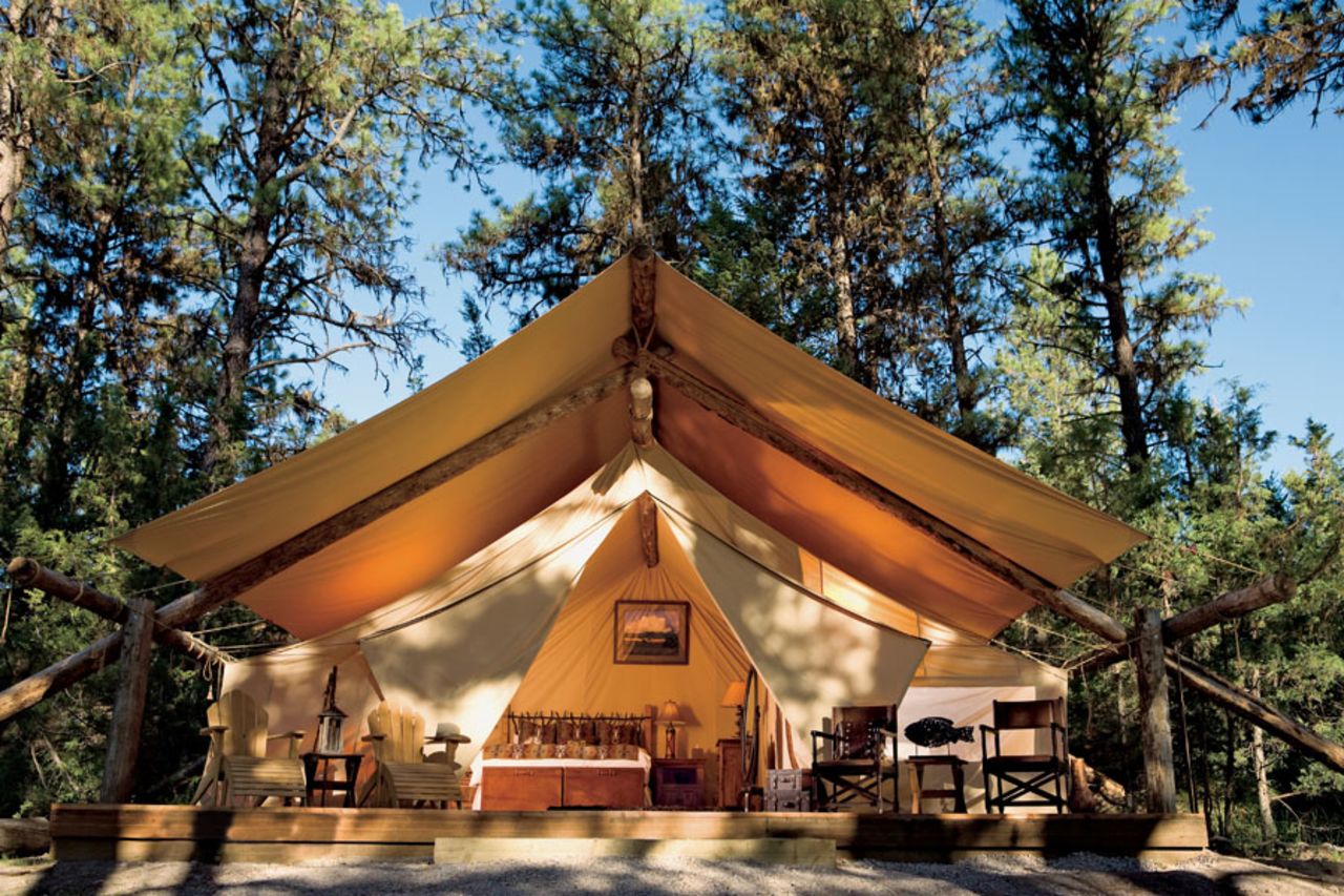 You'll feel as if you've stepped into a movie set when you take in the views from luxury tents on the banks of the Blackfoot River in Montana. These safari-style retreats have electricity, fine art and modern amenities. Fall rates at the <a href="http://www.pawsup.com" target="_blank" target="_blank">Paws Up River Camp</a> start at $839 per person, per night, inclusive of all meals and transportation from the airport. The spa menu includes a Moose Drool massage and a Montana Gold Rush massage.