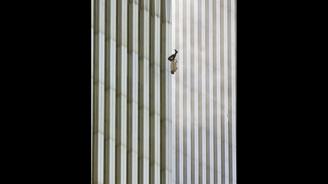 Richard Drew captured this image of a man falling from the World Trade Center in New York after the terror attacks on September 11, 2001. Its publication led to a public outcry from people who found the photograph insensitive. Drew sees it differently. <a href="http://www.thedailybeast.com/articles/2011/09/08/richard-drew-s-the-falling-man-ap-photographer-on-his-iconic-9-11-photo.html" target="_blank" target="_blank">On the 10th anniversary of the attacks</a>, he said he considers the falling man an "unknown soldier" who he hopes "represents everyone who had that same fate that day." It's believed that upwards of 200 people fell or jumped to their deaths after the planes hit the towers.