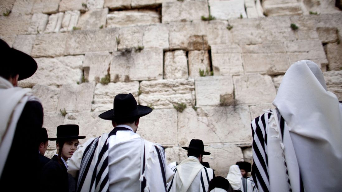 Jewish men attend the Kohanim prayer, or priest's blessing, for Passover in April 2011. The city has its own medical condition, Jerusalem Syndrome. About 100 tourists each year succumb to the psychiatric disorder linked to the city's atmosphere of intensity. 
