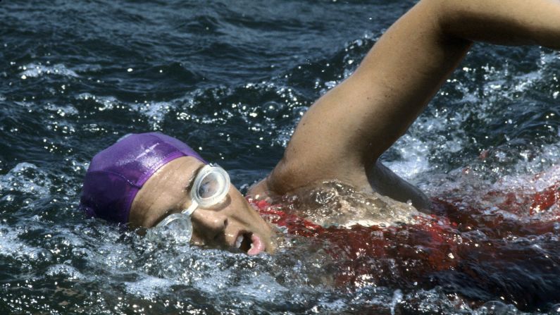 Diana Nyad swims along Florida's Gold Coast in July 1978. On her fifth attempt, Nyad, now 64, became <a href="index.php?page=&url=http%3A%2F%2Fwww.cnn.com%2F2013%2F09%2F02%2Fworld%2Famericas%2Fdiana-nyad-cuba-florida-swim%2Findex.html">the first person to swim the 103 miles from Cuba to Florida</a> without a shark cage. The endurance swimmer achieved her lifelong ambition of conquering the Straits of Florida on Monday, September 2, after four earlier setbacks.