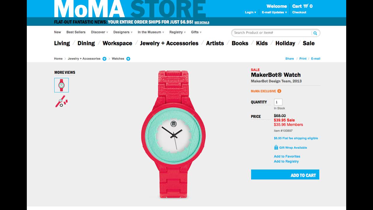 This 3-D printed watch has enough artistic flair to be sold in the MoMA Store.