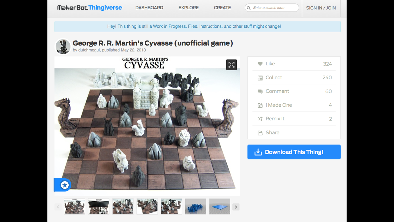 Why use traditional chess pieces when you can print "Game of Thrones" characters instead?