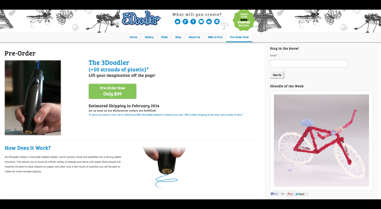 Be on the lookout for the 3Doodler, a new concept in 3-D printing that enables you to draw in 3-D. It raised its funding on Kickstarter and is due out by the end of 2013.