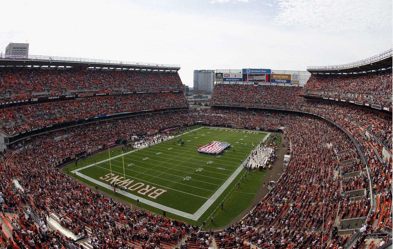 Verizon installed a new antenna system and AT&T updated its tower this year to improve wireless services at FirstEnergy Stadium, home of the Cleveland Browns. 