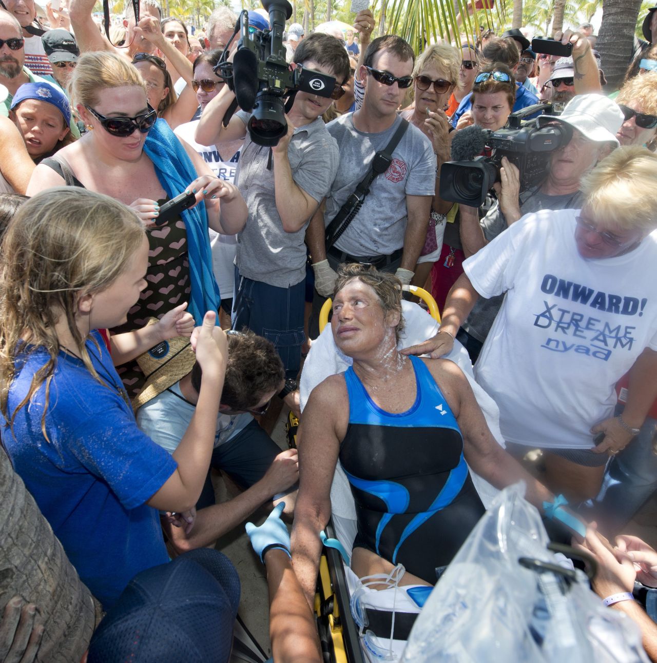 The journey was more than 100 miles from Havana to Key West and took Nyad 52 hours and 54 minutes.
