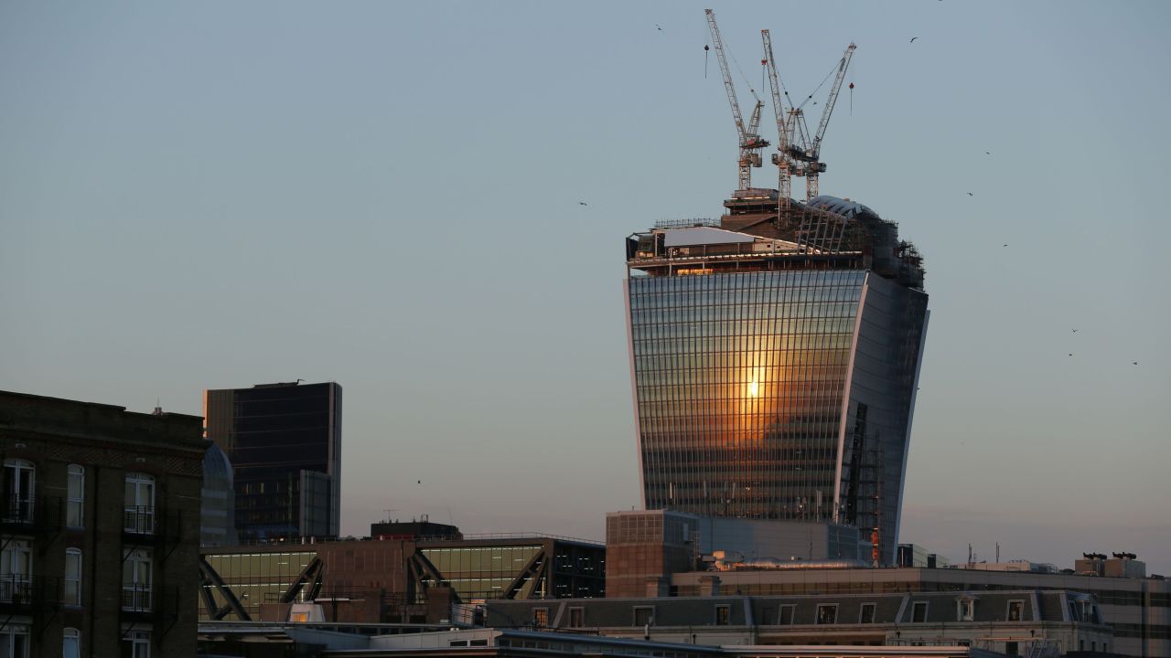 Once completed, the "Walkie Talkie" building will have about 33,000 square meters of glass.