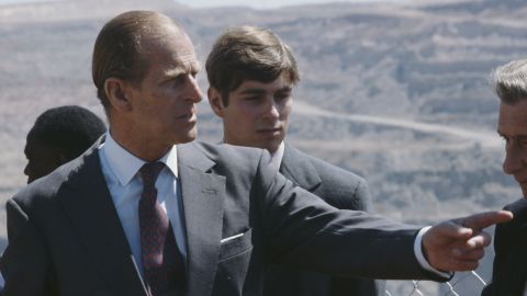 Prince Philip and his son Prince Andrew on a tour of Africa in 1979.