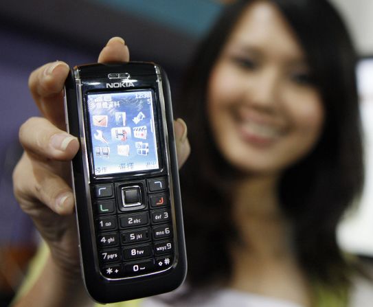 The Nokia 6151, a third-generation or 3G handset, is featured at a Nokia exhibition in Singapore on June 19, 2006. 