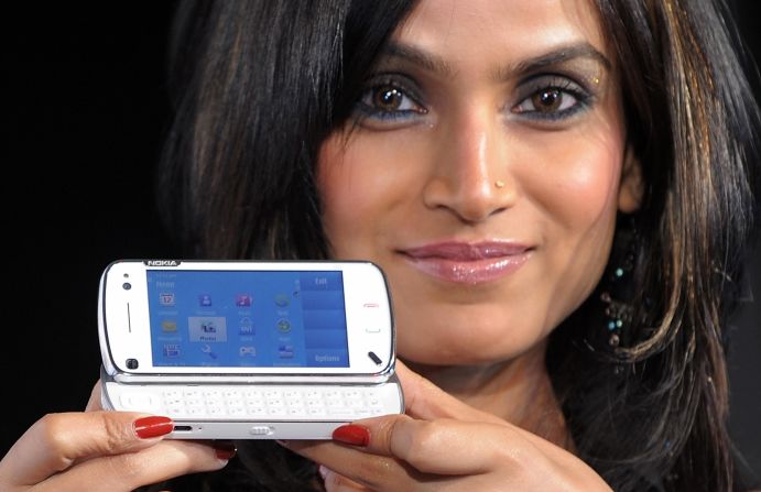 The Nokia N97 is unveiled in New Delhi on June 4, 2009. The phone is equipped with a 32GB onboard memory, 5-megapixel camera, Bluetooth and GPS support available on the Indian market.