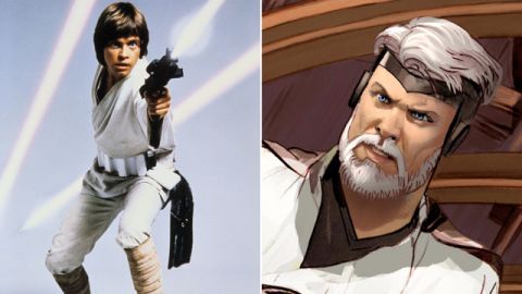 One of the first people we encounter in the eight-issue series is General Skywalker, a good deal older and more experienced than the Jedi-in-training from the original film. (The 1974 script's Luke also bears a striking resemblance to Lucas in 2013.)