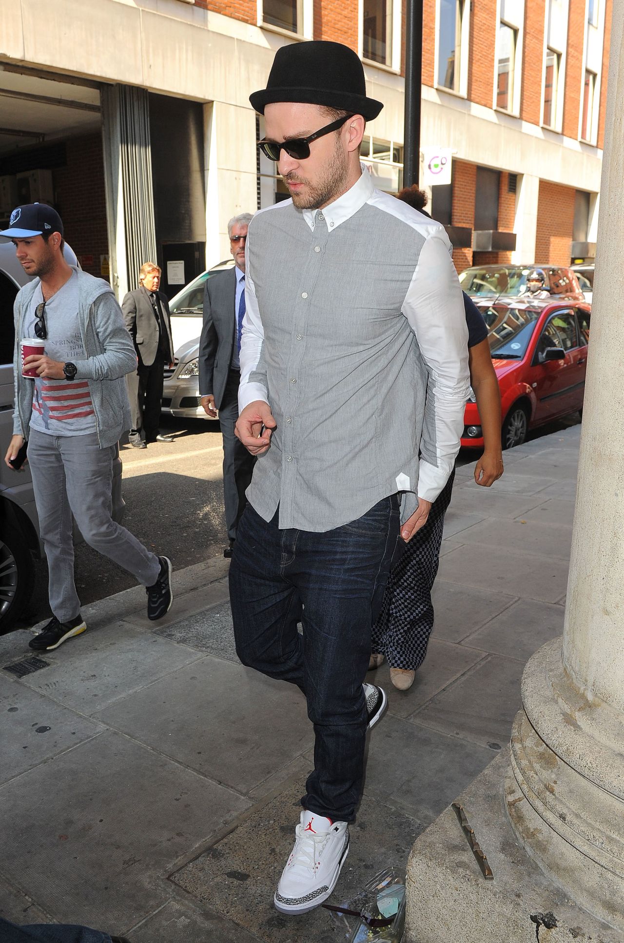 Justin Timberlake keeps a low profile as he heads to Kiss FM in London on September 4.