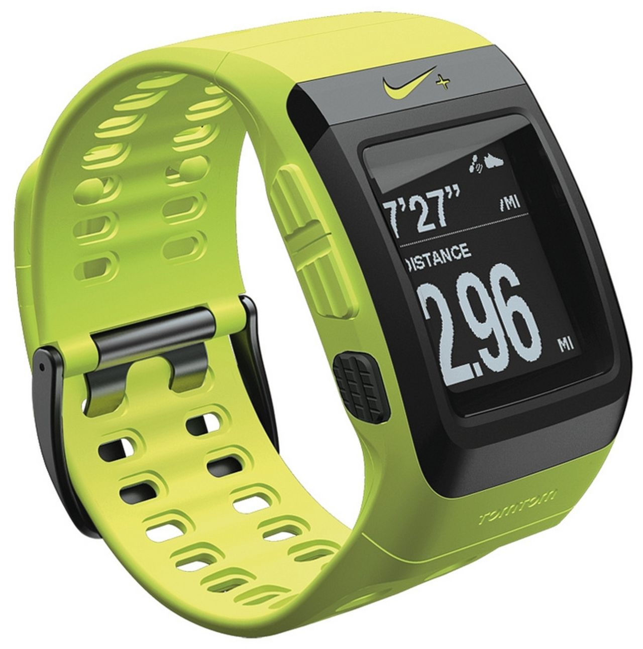 Unveiled by TomTom in 2013, the new Nike+ Sportwatch colors have been chosen to match Nike's apparel and shoe ranges. Features include an extra-large display, a graphical training partner and a one-button control. Colors include black/anthracite, anthracite/blue glow and volt green.