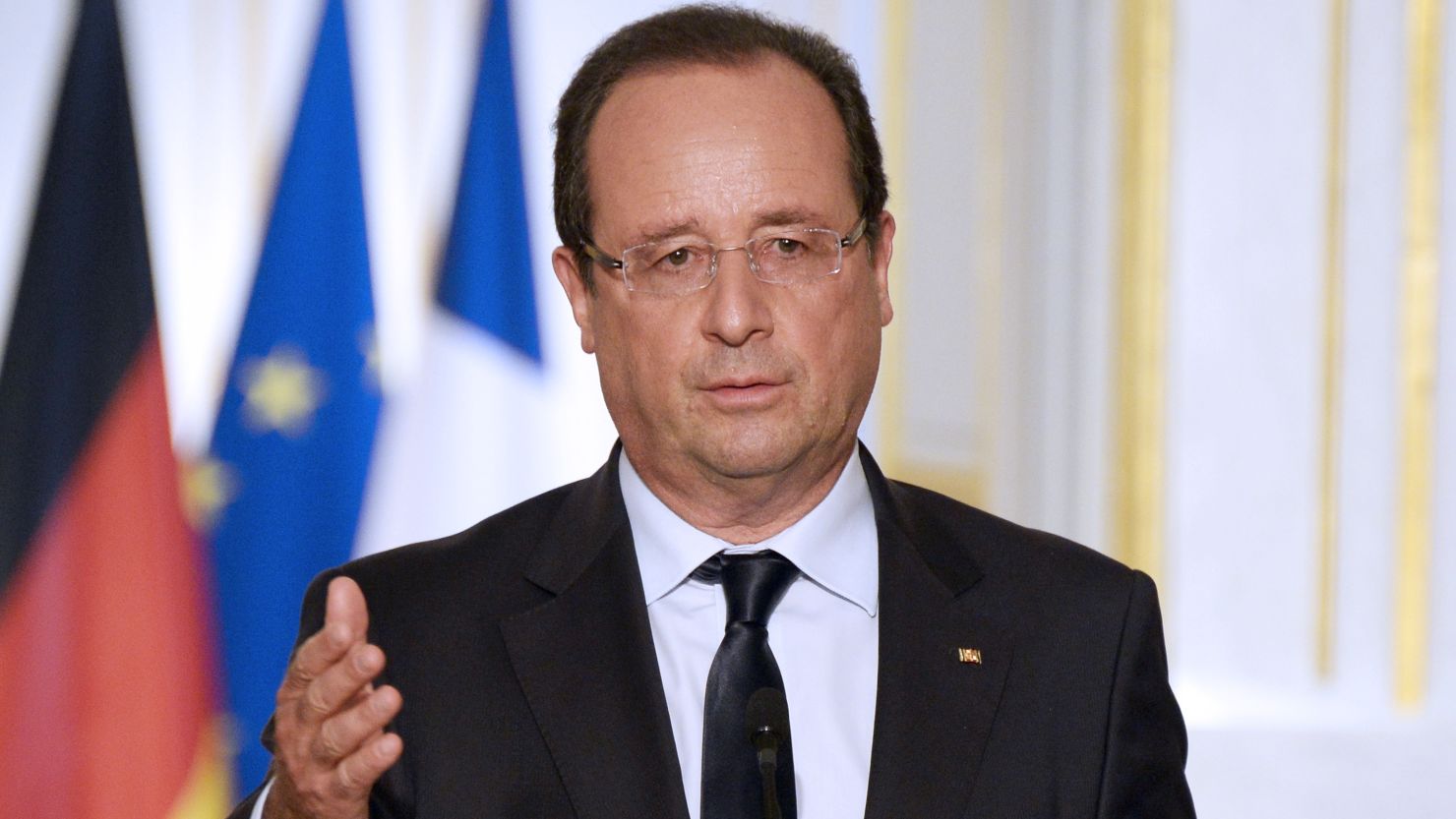 French President Francois Hollande speaks during a press conference.