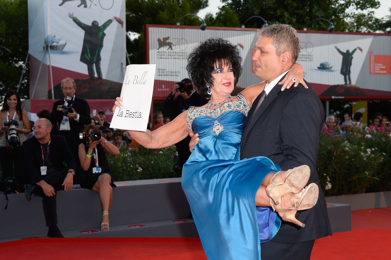 Italian actress Valeria Solarino attends the "L'Intrepido" premiere dressed as Elizabeth Taylor at the Venice Film Festival on September 4.