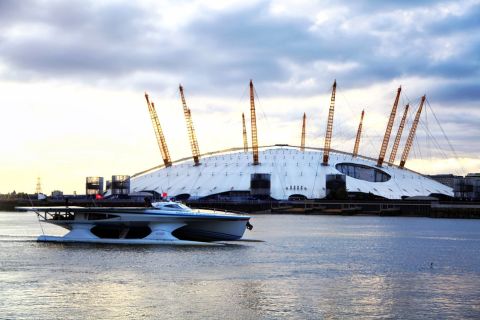 The high-tech vessel (seen here sailing past London's O2 arena) had been examining water and air samples as part its research into climate change.