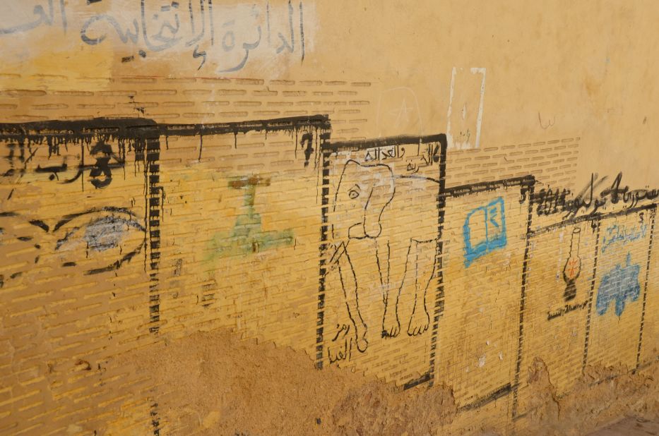 iReporter Julee Khoo was intrigued while traveling in Morocco to see these marked out boxes on the walls of the oldest part of Fes. The boxes are used by political parties to place election posters, but some paint their party's symbol instead. 