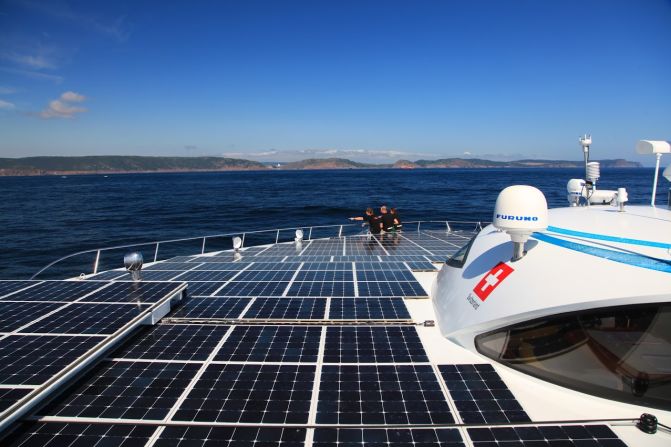 "The boat has a very special look, with her expandable deck," says captain Gerard d'Aboville. "In fact, we were two miles off the coast of Monaco when some people called the police to say there was an airplane on the water."