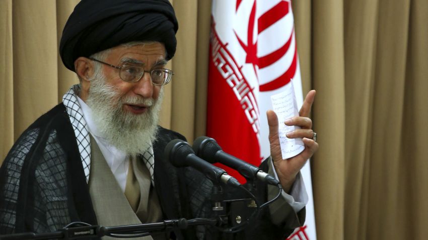 In this photo released by an official website of the Iranian supreme leader's office, supreme leader Ayatollah Ali Khamenei delivers his speech in a meeting with top government officials, in Tehran, Iran, Sunday, July 21, 2013. Iran's top leader says he has not prohibited talks with the U.S. but urged caution with any possible dialogue with Washington. Ayatollah Ali Khamenei didn't close the door to one-on-one talks with the U.S. but described the American government as untrustworthy. (AP Photo/Office of the Supreme Leader)