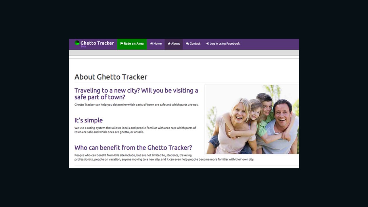 This was the original homepage of the site Ghetto Tracker, which has since been renamed Good Part of Town.