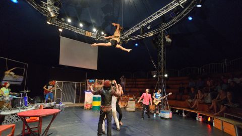 The cast are accomplished in acrobatics, contortion, aerial ballet, balancing, tightrope walking, fire dancing, vaulting, juggling, music, dance, drama, mime and comedy.