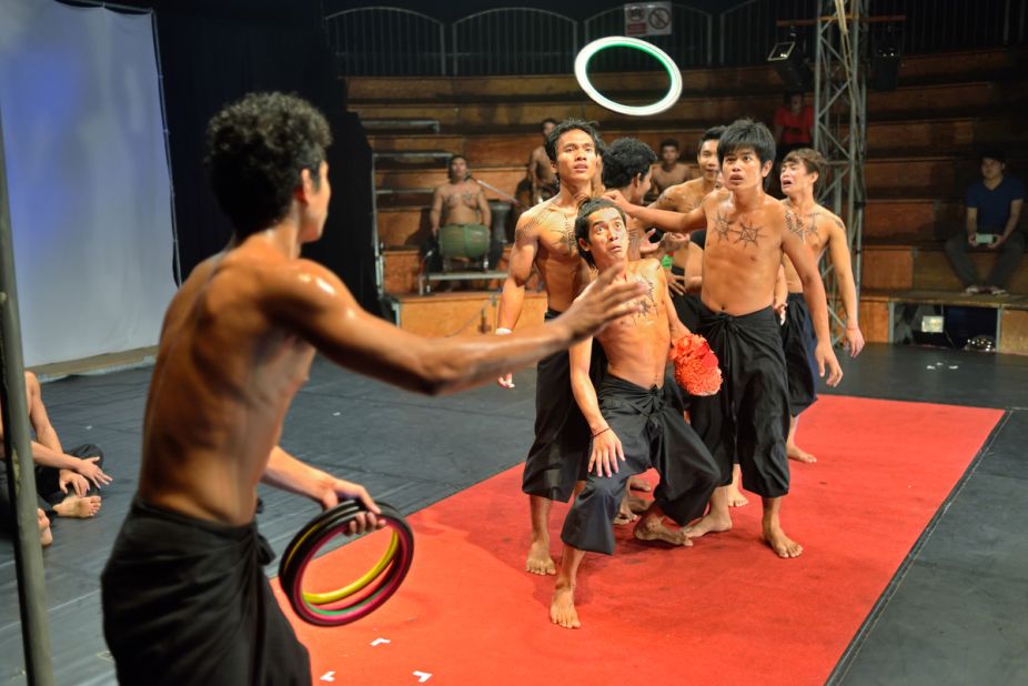 A spirit of unity among performers is evident, whether during a dramatic scene or a juggling routine, such as this one from "Eclipse." Jean Christophe, one of the co-directors of Phare Cambodian Circus, says a sense of solidarity is necessary in order for such a production to succeed.