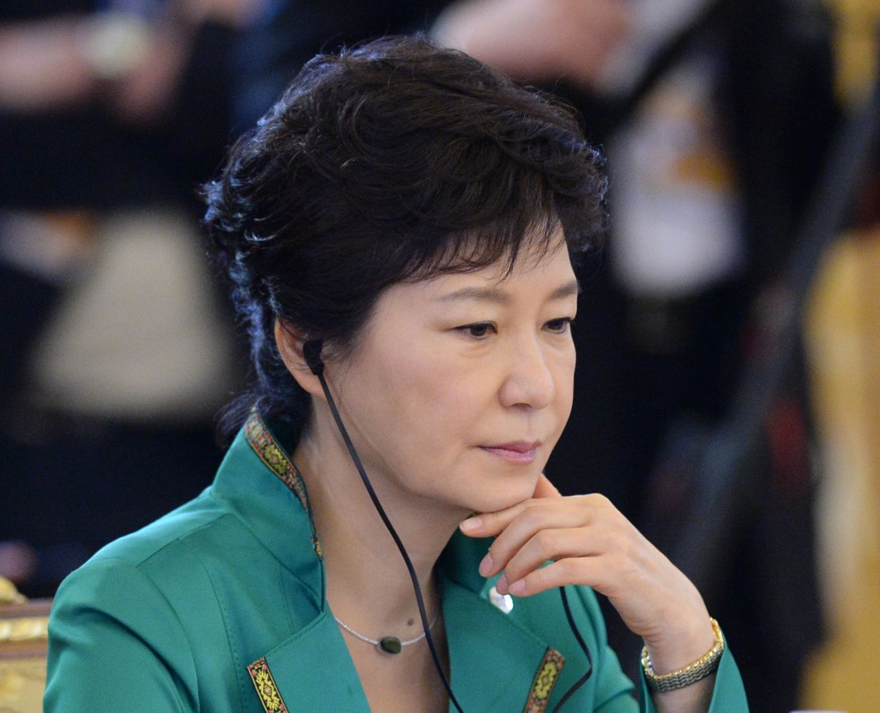 South Korean President Park Geun-hye attends a meeting on September 6.
