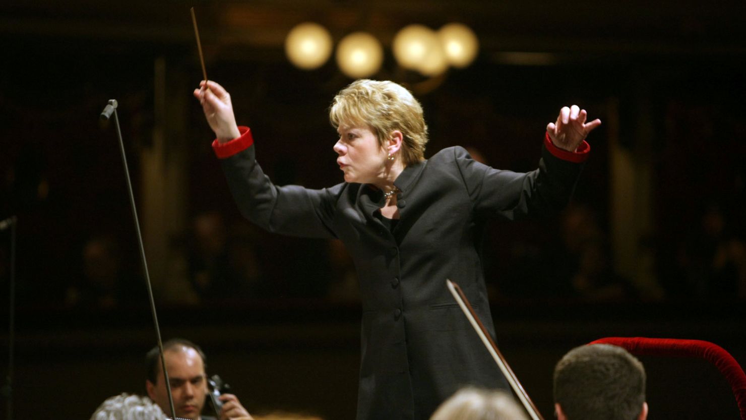 (Files) Marin Alsop leads the Filarmonica della Scala orchestra, at the Milan opera house.