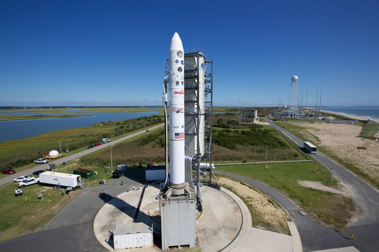 A rocket carrying a NASA moon orbiter sits on the launch pad in Wallops Island, Virginia, on September 6. The Lunar Atmosphere and Dust Environment Explorer (LADEE) is designed to "orbit the moon to gather detailed information about the lunar atmosphere, conditions near the surface and environmental influences on lunar dust," NASA said.