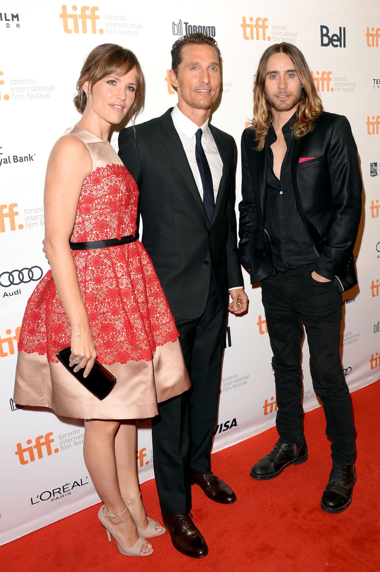 Actors Jennifer Garner, Matthew McConaughey and Jared Leto arrive at the "Dallas Buyers Club" premiere on September 7.