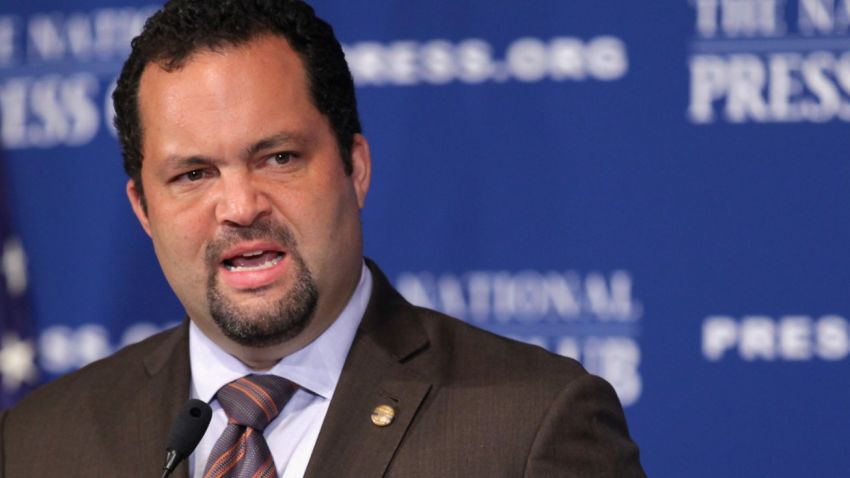 WASHINGTON, DC - AUGUST 29: President and CEO of the NAACP Benjamin Jealous speaks during a National Press Club luncheon August 29, 2013 in Washington, DC. Jealous discussed on various topics including the issues raised in the trial of George Zimmerman over the killing of Trayvon Martin. (Photo by Alex Wong/Getty Images)