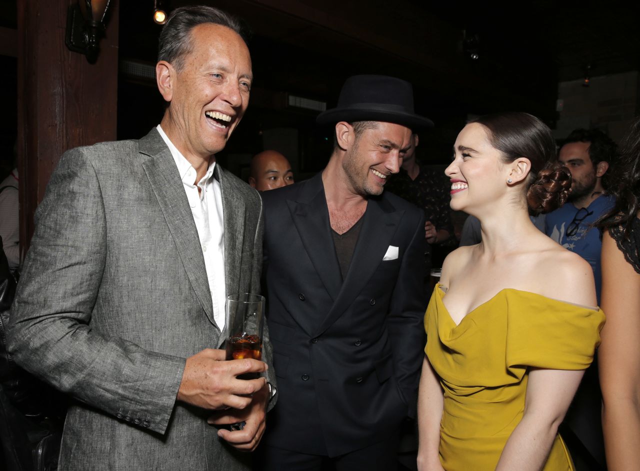 Actors Richard Grant, from left, Jude Law and Emilia Clarke attend the party for Fox Searchlight's Premiere of "Dom Hemingway" on September 8.