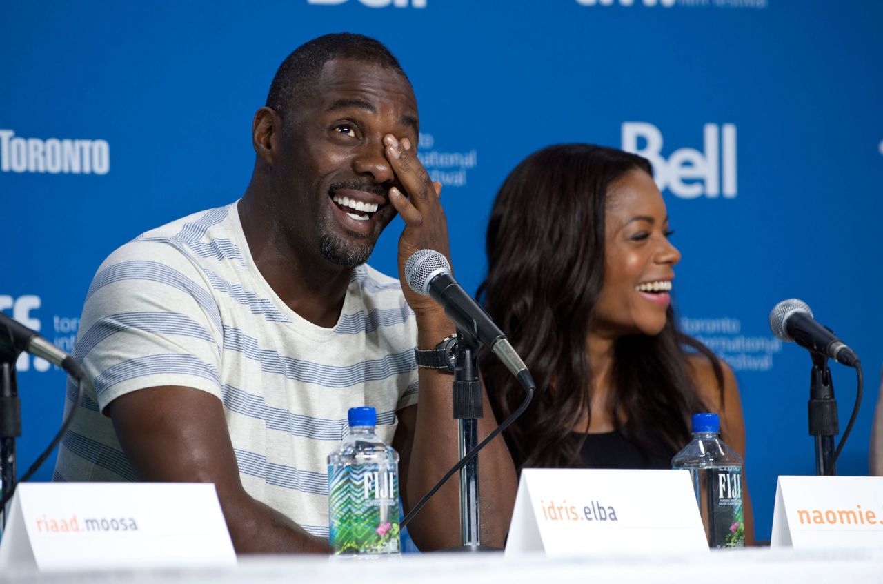 Actors Idris Elba and Naomie Harris appear at the press conference for "Mandela: Long Walk to Freedom" on September 8.