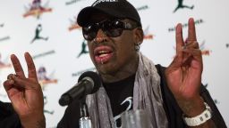 Image #: 24246800    Former NBA basketball player Dennis Rodman speaks at a news conference in New York September 9, 2013. North Korean leader Kim Jong-un has a baby daughter, seemingly guaranteeing the future of a dynasty has ruled the isolated and impoverished state for three generations, according to Rodman who met Kim last week. REUTERS/Eric Thayer (UNITED STATES - Tags: ENTERTAINMENT POLITICS SPORT BASKETBALL)       REUTERS /ERIC THAYER /LANDOV
