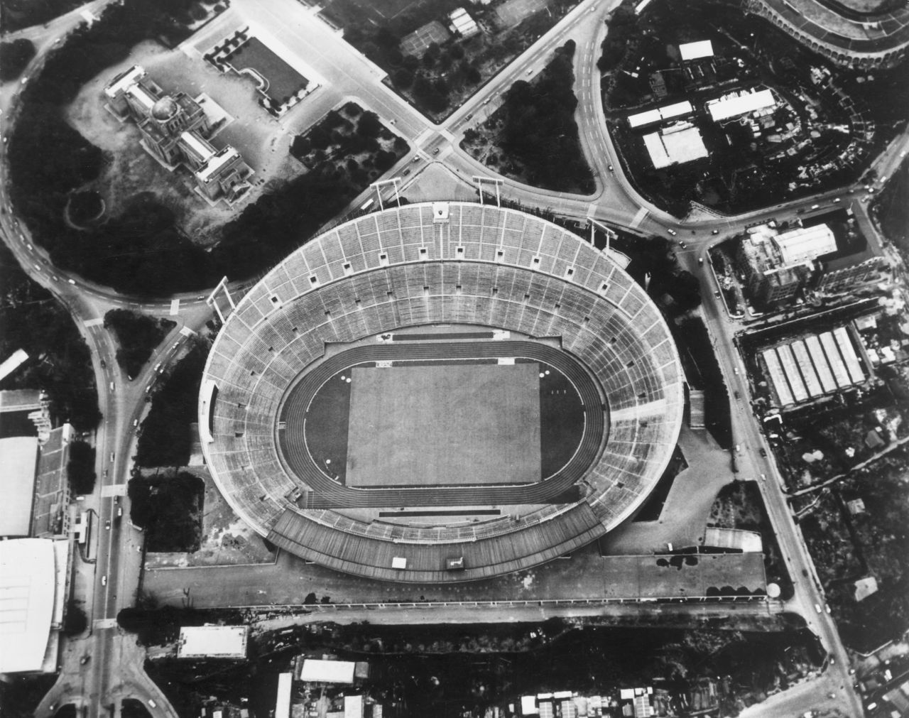 The National Stadium in Meiji Park, Tokyo, pictured on April 23, 1964, where tens of thousands of spectators watched the opening and closing ceremonies. 