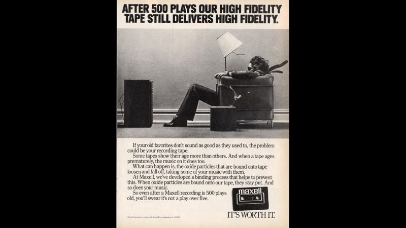 1980 Print Ad Maxell Cassette Tapes ~ High Fidelity BLOWN AWAY in Living Room