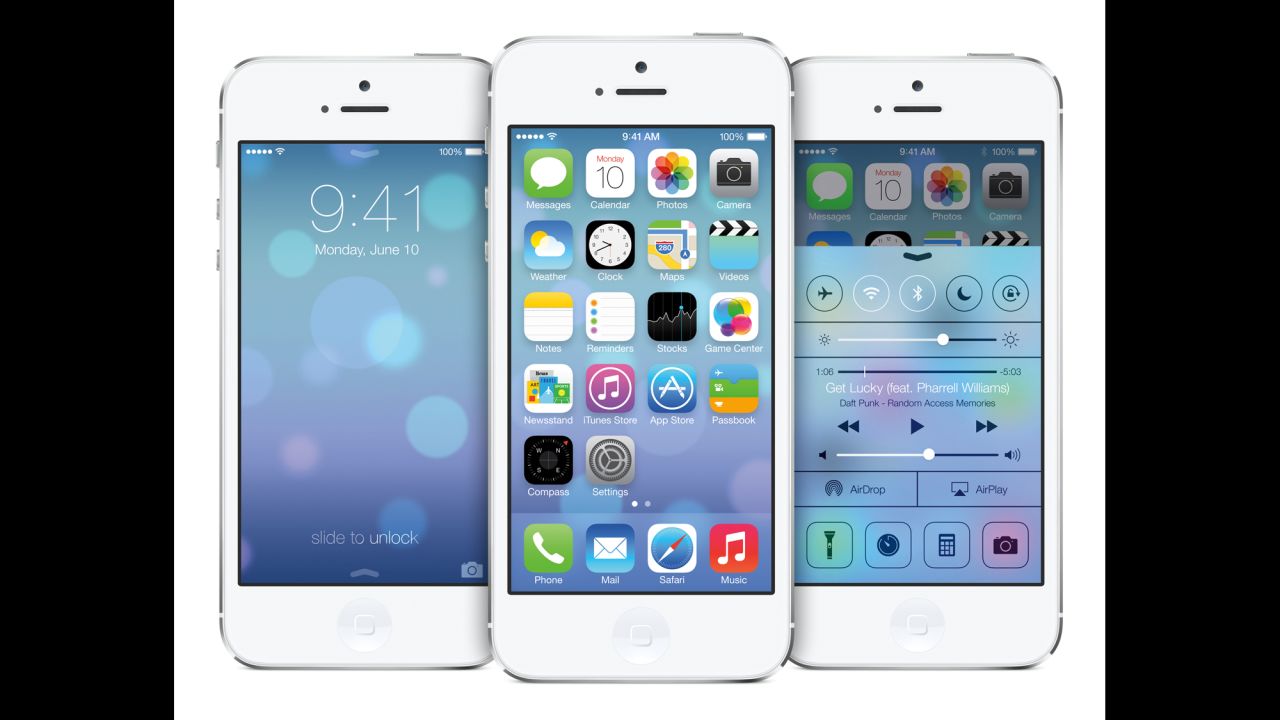 The new iPhones will come loaded with iOS 7, which will also be available in a wireless update for users of older iPhones. The new system replaces the textures and shiny icons of iOS 6 in favor of a brighter look with more muted colors.