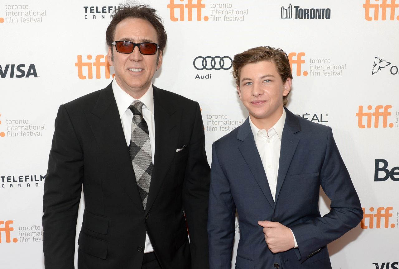 Nicolas Cage, left, and Tye Sheridan arrive at the "Joe" premiere on September 9.