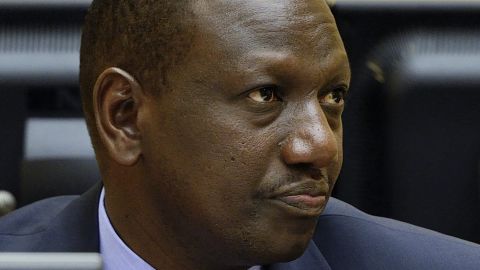 William Samoei Ruto looks on during a trial hearing in the International Criminal Court at The Hague, Netherlands.