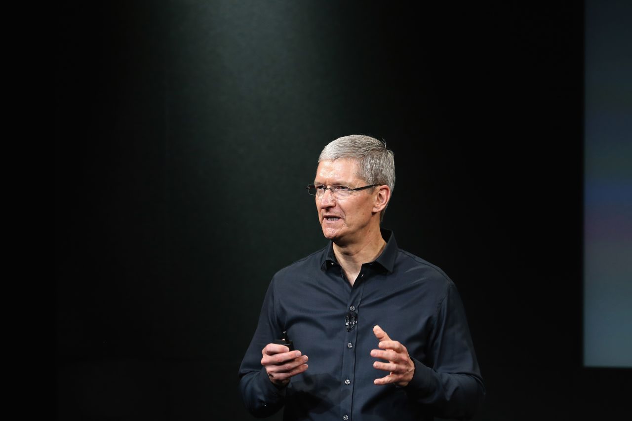 Apple CEO Tim Cook kicked off the company's iPhone press event before several hundred reporters and guests Tuesday at the Apple campus in Cupertino, California. 