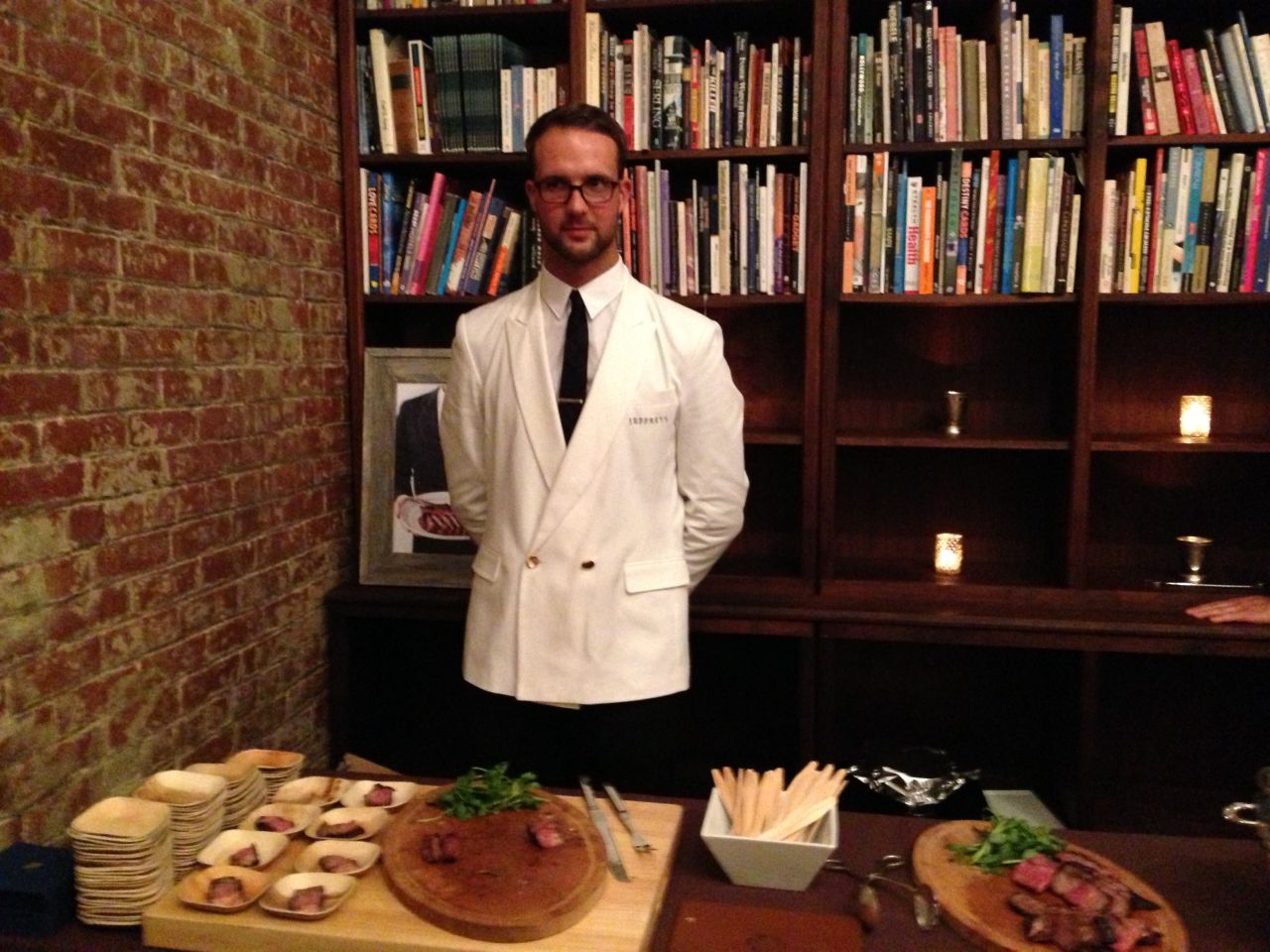 A dry-aged porterhouse steak from Austin's Jeffrey's and Josephine House awaits in the library.