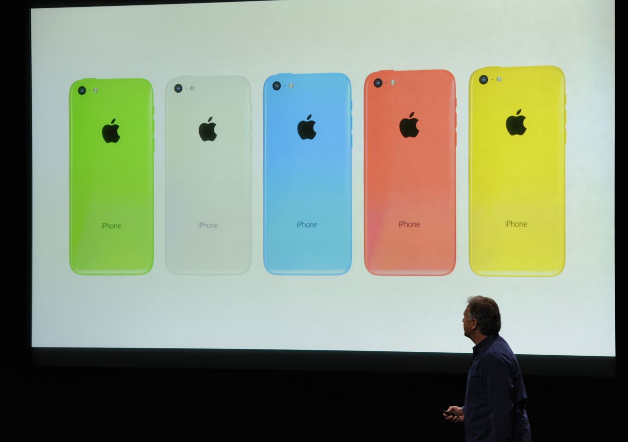 Unlike current iPhones, the new iPhone 5C will come in bright colors such as pink, green and yellow. It also features a 4-inch high-res display and an 8 megapixel camera, plus a snappy A6 processing chip.