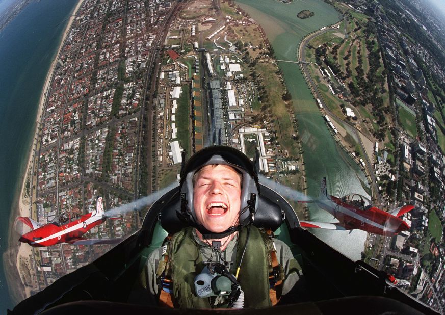 Raikkonen's high-flying F1 career began in 2001 with Sauber. Here the team treats him to a ride with the Royal Australian Air Force before his debut in the  Australian Grand Prix.